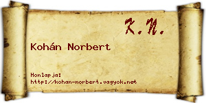 Kohán Norbert névjegykártya